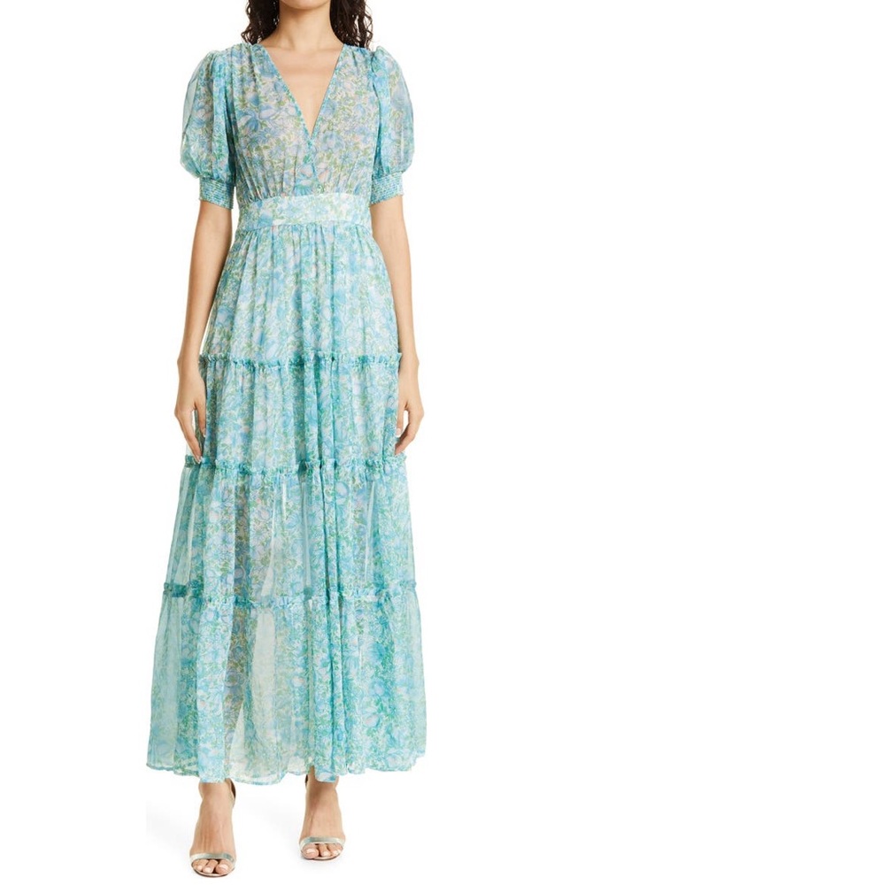 Floral Chiffon Tiered Maxi Dress